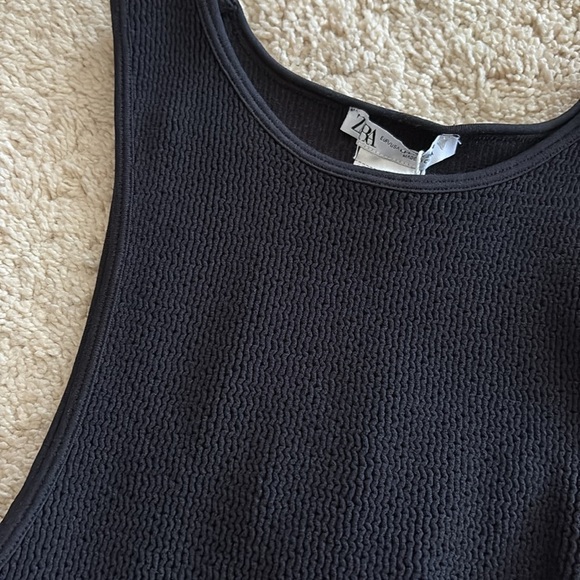 New Zara Ribbed Stretch Knit Cutout Front Bodysuit Black Size M/L - Picture 3 of 12